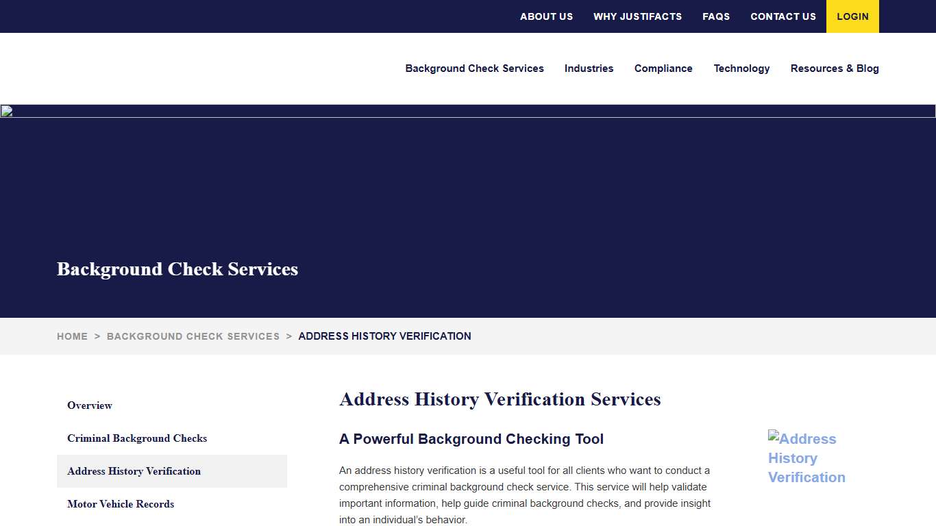 Address History Verification Services Justifacts Credential Verification Inc.